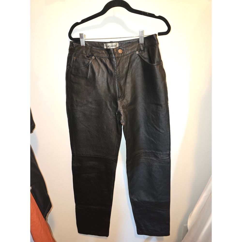 Bagatelle Vintage Black Leather Pants Motorcycle High Rise Straight Leg Size 8
